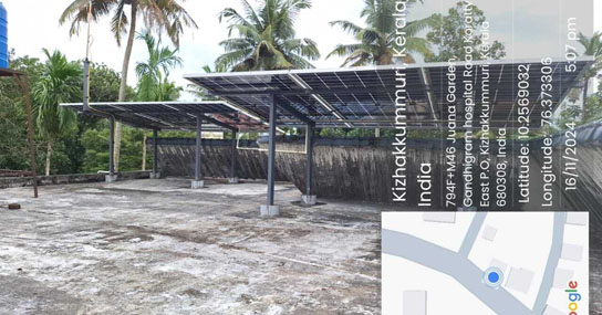 3kw Ongrid solar system installation by Rysun at Thirumudikkunnu, Koratty East, Thrissur.